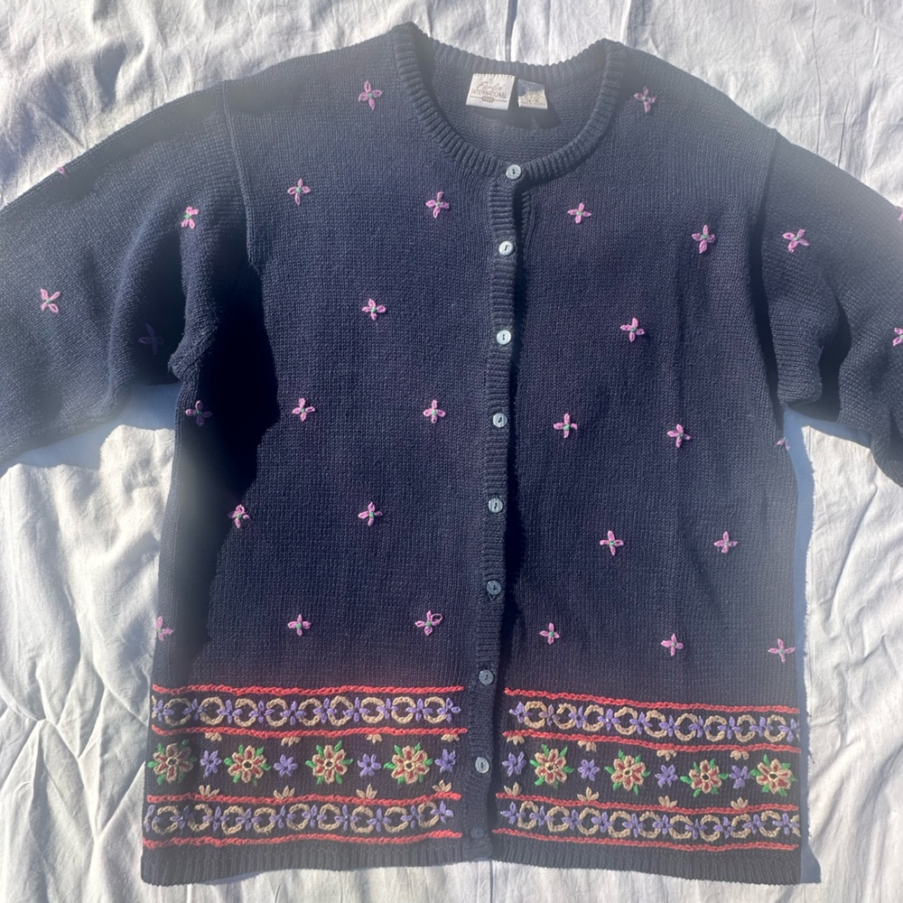 Vintage Fiorlini Cardigan Embroidered Cottagecore Knit BOHO 90s Artistic - Picture 16 of 17